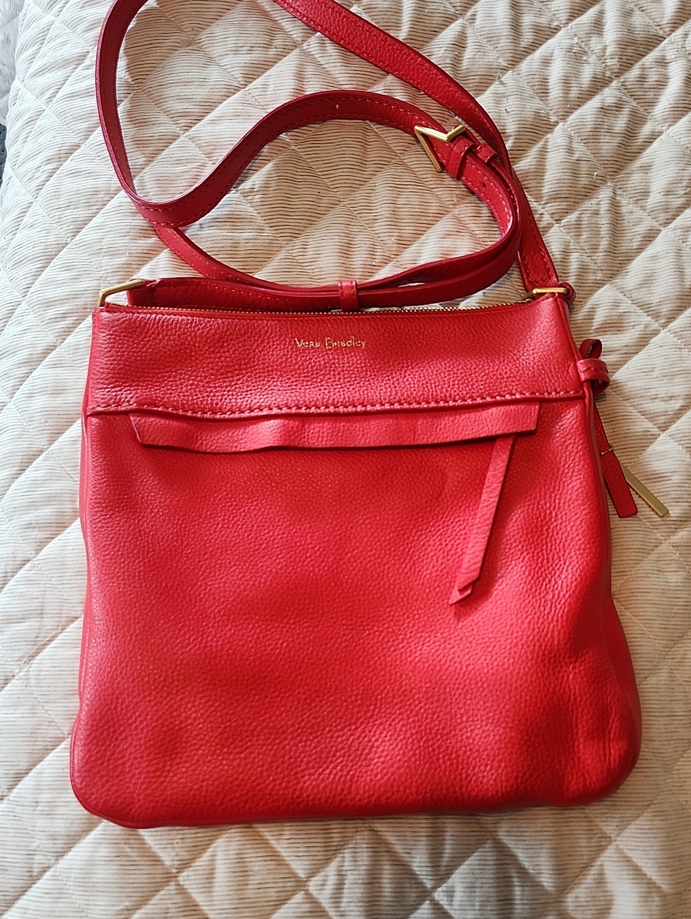 Vera Bradley Mallory Canyon Sunset Red Pebbled Leather Crossbody